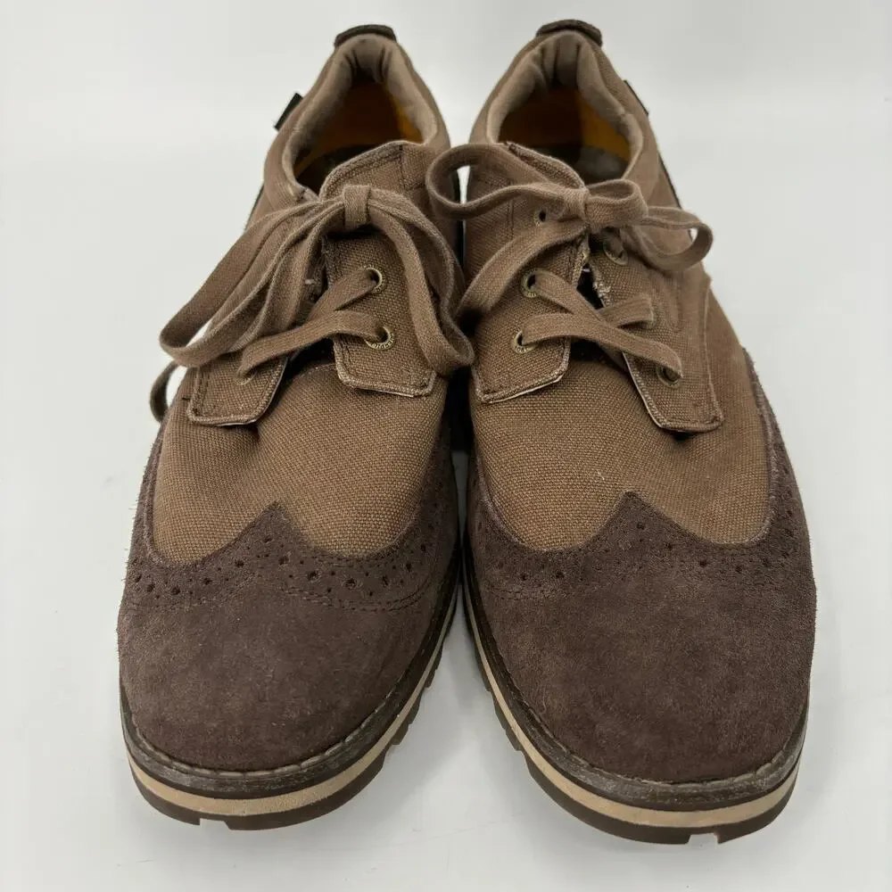 CAT Wingtip‎ Oxford Shoes Mens 11.5 Brown Canvas Caterpillar Lace Up